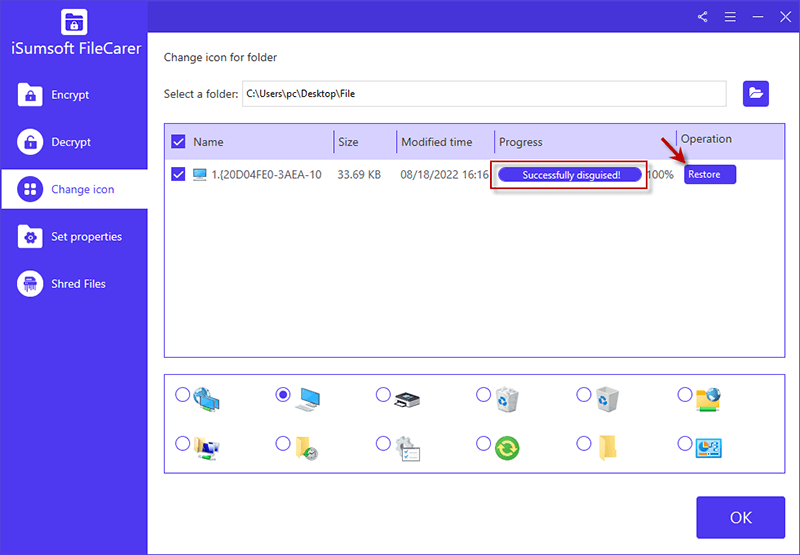 restore folder icon