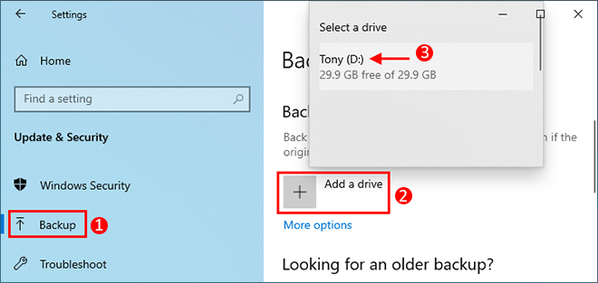 add File History drive