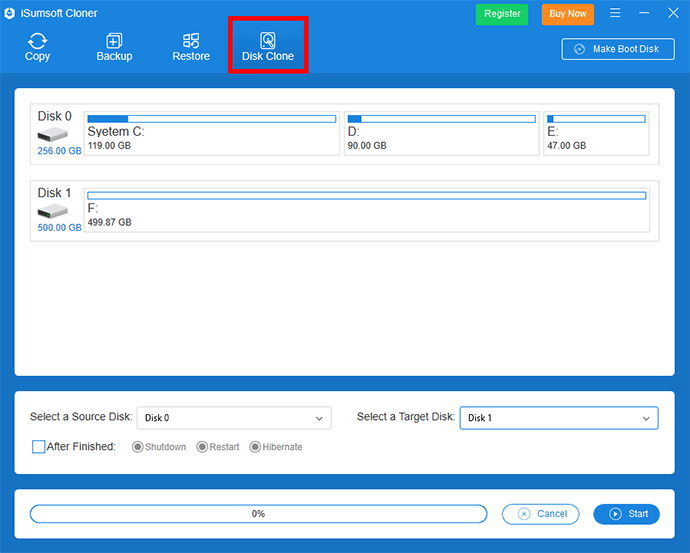 select Disk Clone