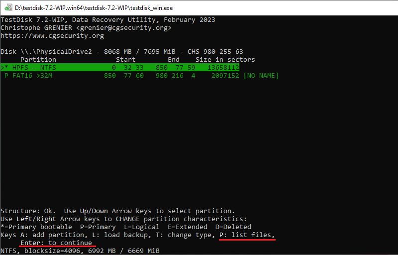 select-a-partition-and-press-enter-to-continue