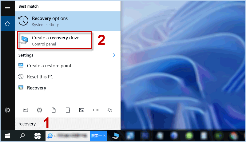 choose Create a recovery drive