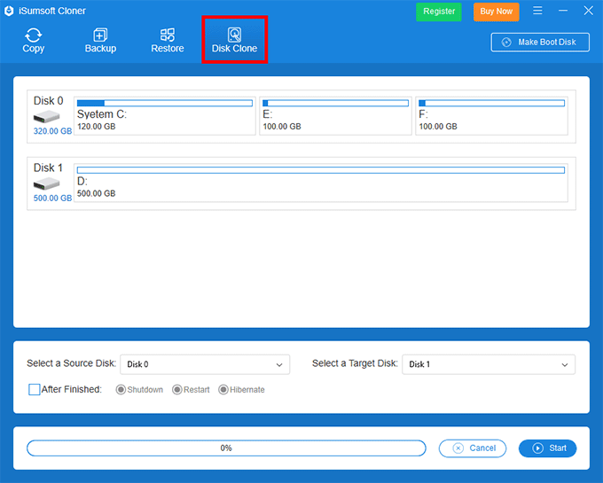 select Disk Clone