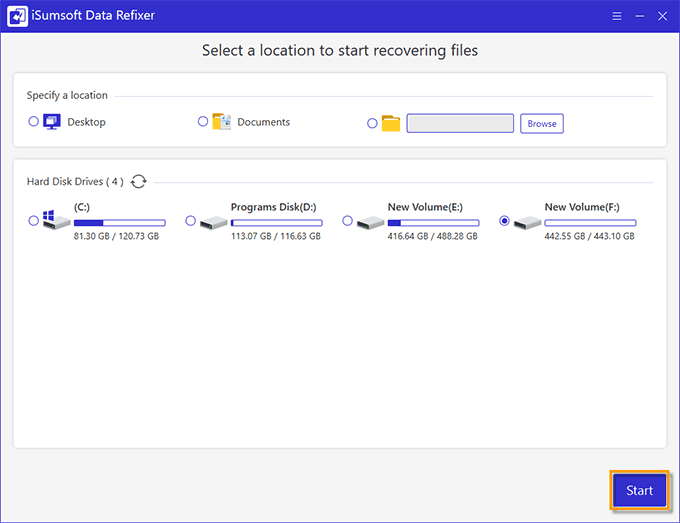 select a scanning location