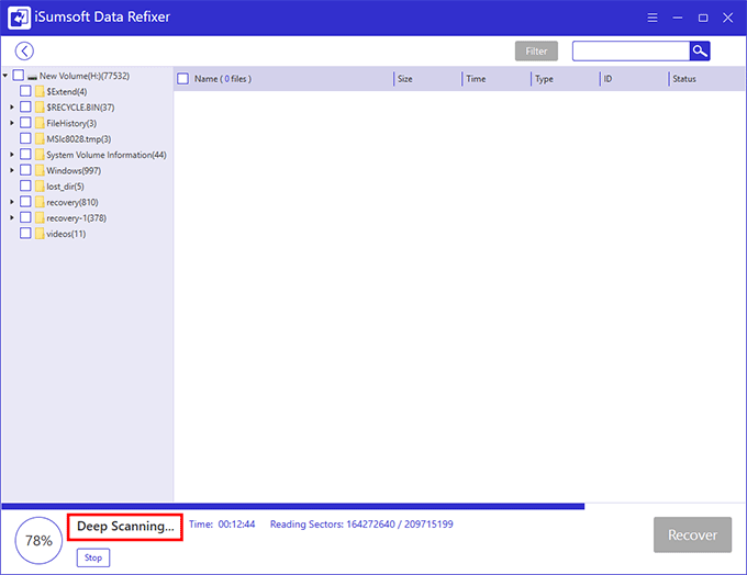 scanning external hard drive