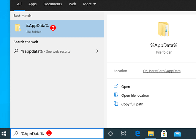 search %AppData%