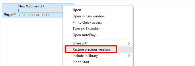 restore previous versions