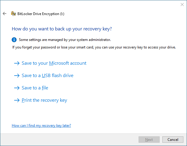 Choose how to save your recovery key