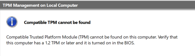 Error message on TPM Manager