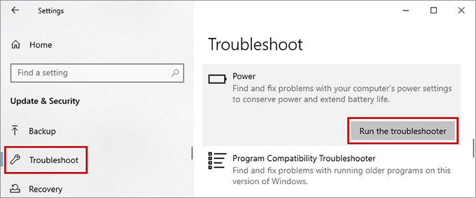 troubleshoot Power