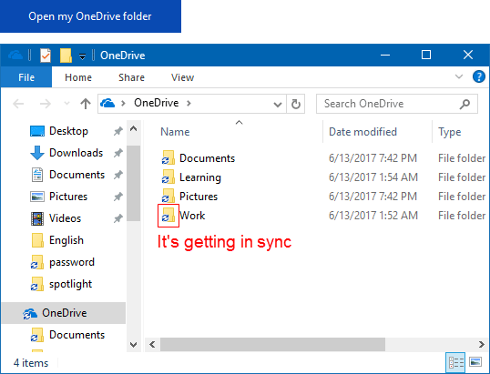 Open OneDrive in my folder