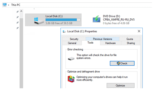 Open drive's Properties dialog