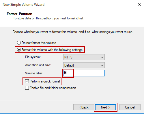 Format partition