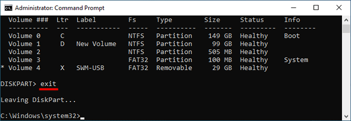 exit diskpart