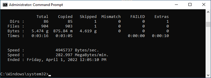 files copied