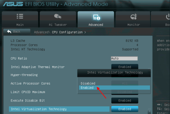 Enable Virtualization in ASUS computer