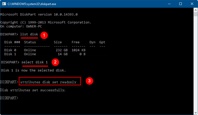 Enable Write protection for usb disk