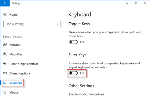 disable filter keys