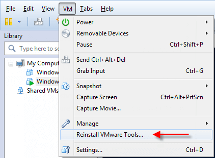 Re-install VMware tools