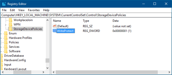 Modify Write Protection value data