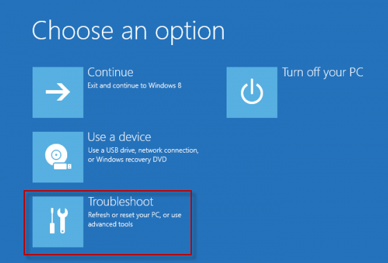 Choose Troubleshoot