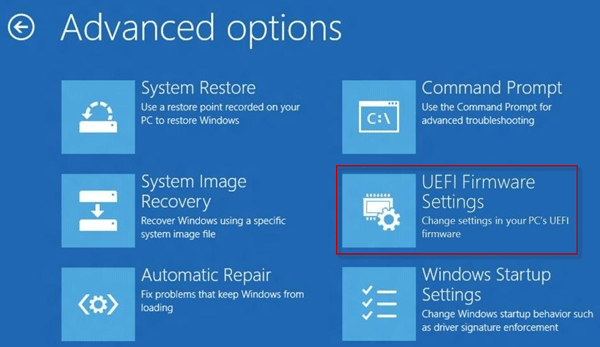 Choose UEFI Firmware Settings