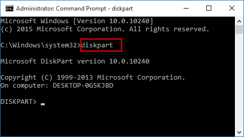 Type diskpart