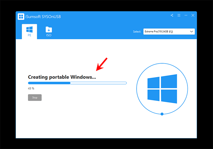 creating portable Windows 10 in PE