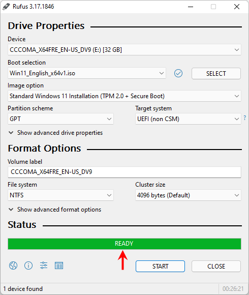 bootable USB flash drive is ready