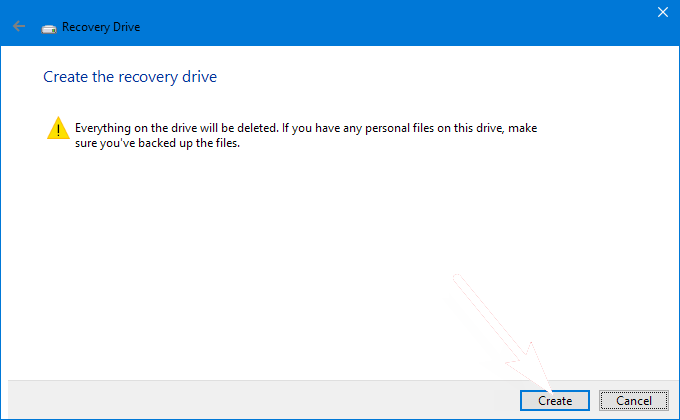 Create recovery drive