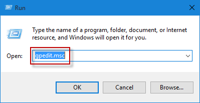 Type gpedit.msc in Run box