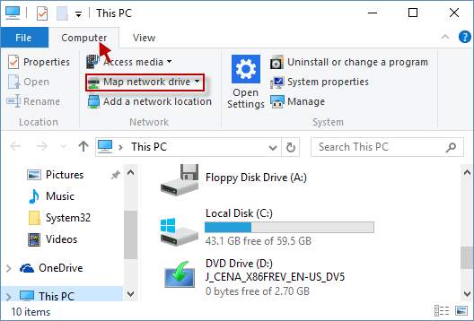 choose map network drive