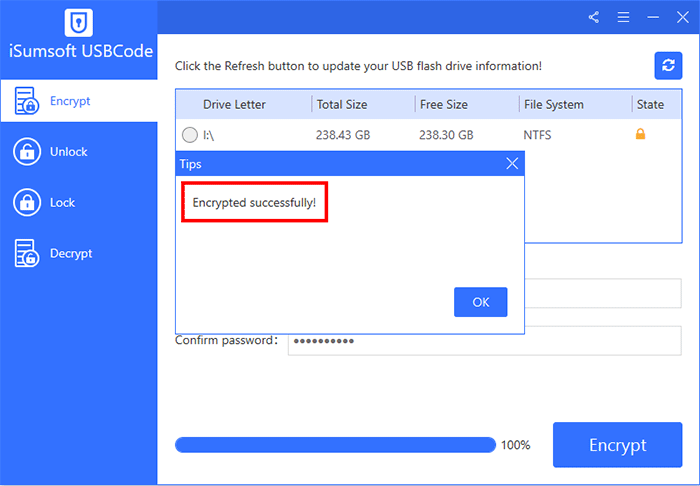 successfully encrypted external hard drive