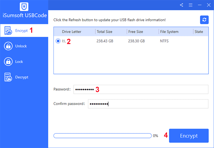 password protect external hard drive with iSumsoft USBCode