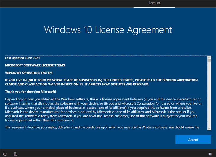 accept license agreement