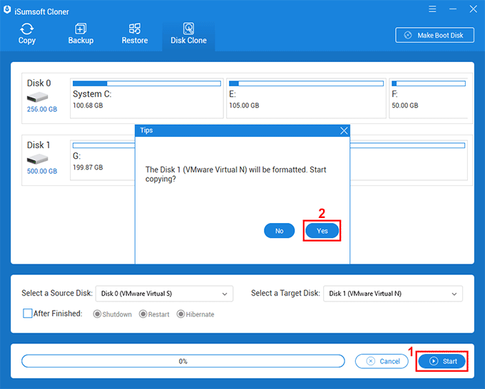 start transferring data from one ssd to another