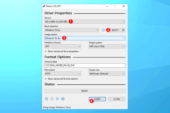 make external hard drive bootable with Rufus