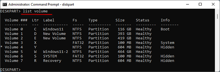 enter list volume after settings