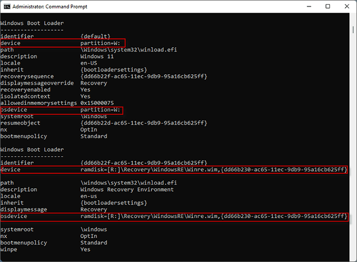 The modified configuration path of S:\EFI\Microsoft\Boot\BCD file 2.