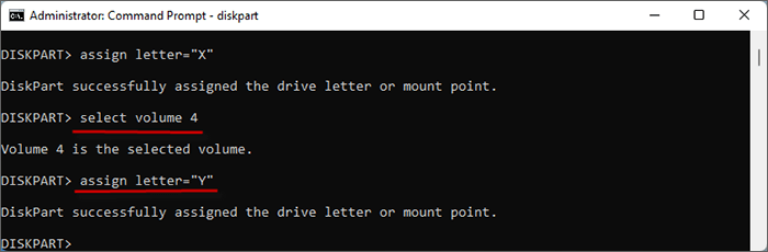 set current Recovery partition as Y drive