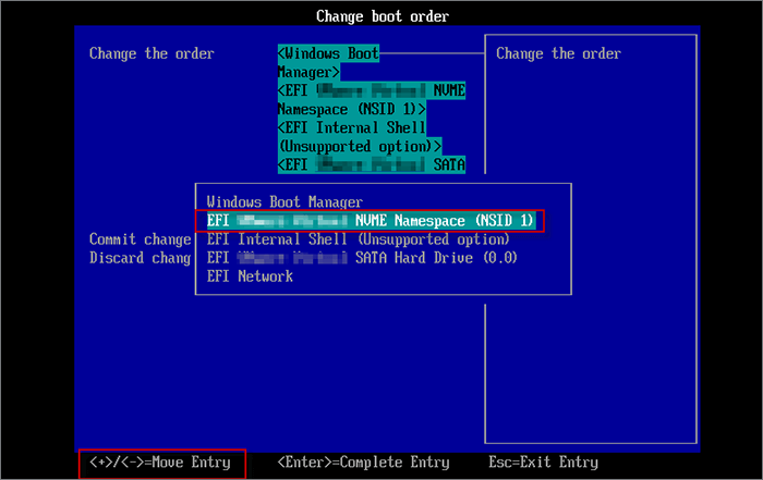  move the new m.2 SSD drive to the first boot entry