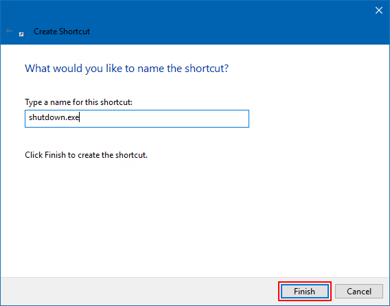 Create shutdown shortcut