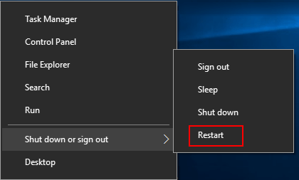Restart Windows 10 PC