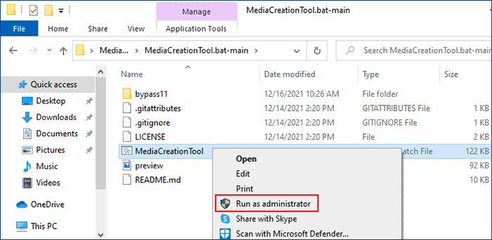 run MediaCreationTool as administrator