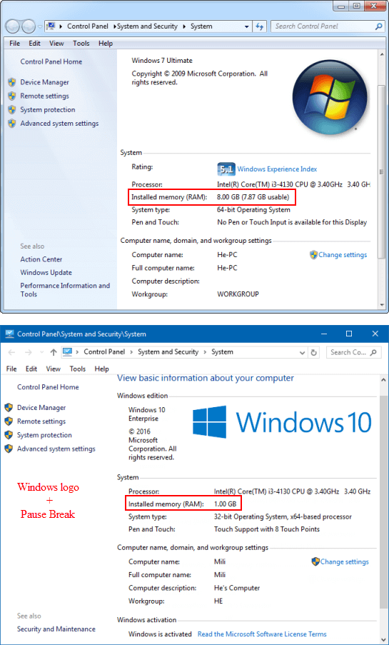 Quick Ways See System Memory in Windows 10/7