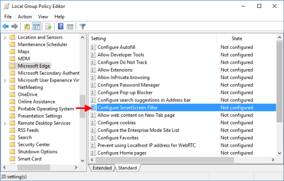 Configure SmartScreen Filter