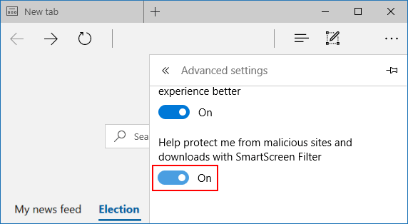 Turn on SmartScreen Filter