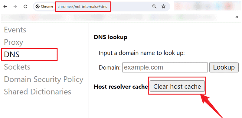 clear dns cache on google chrome