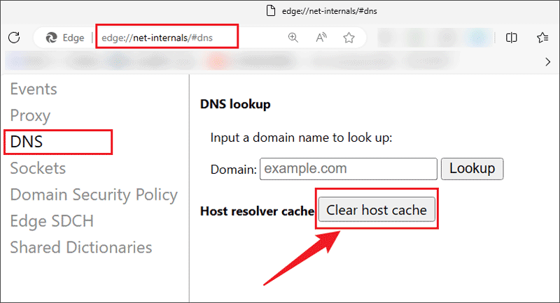 clear dns cache on microsoft edge