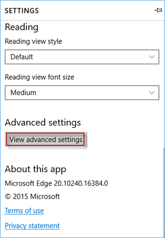 view advanced settings