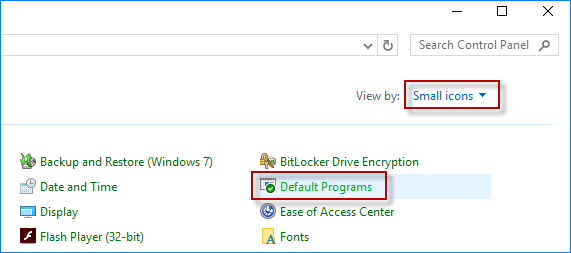 Click Default Programs